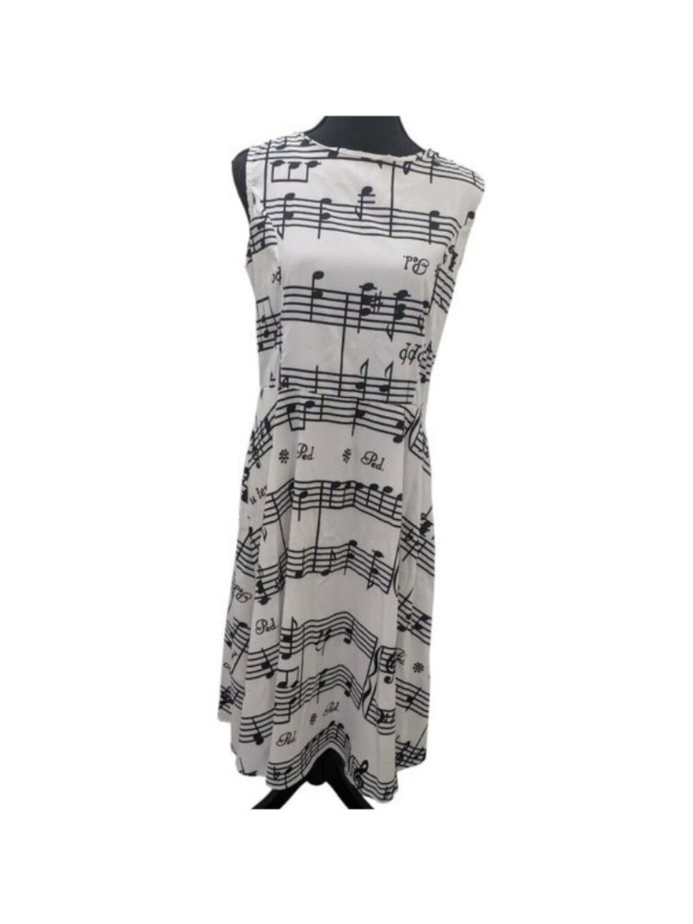 White Dress with Music Notes Print Music Theme see pictures